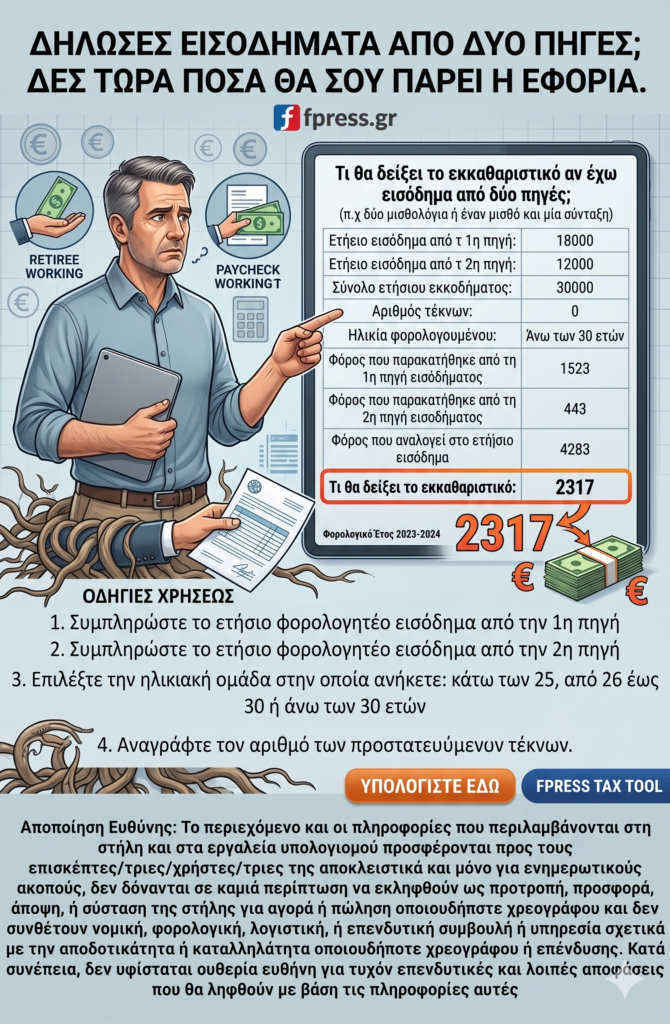 Δήλωσες εισοδήματα από δύο πηγές; Δες τώρα πόσα θα σου πάρει η εφορία