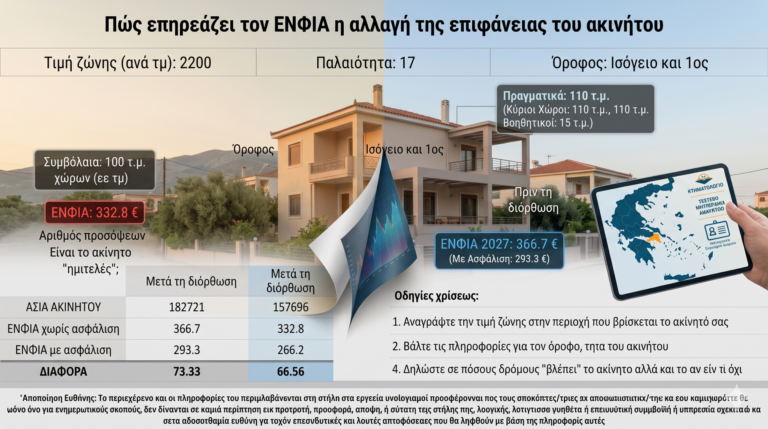 ΕΝΦΙΑ 2027: Πώς τα «πραγματικά» τετραγωνικά του ΜΙΔΑ αλλάζουν τον φόρο – Υπολογίστε τη διαφορά