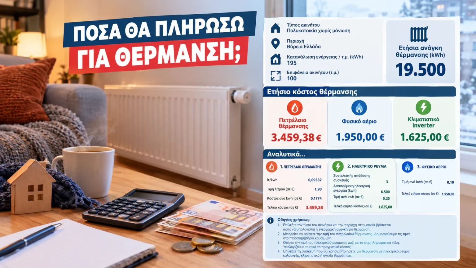 Πόσα θα πληρώσω για θέρμανση; Συγκρίνετε πετρέλαιο, φυσικό αέριο και ρεύμα